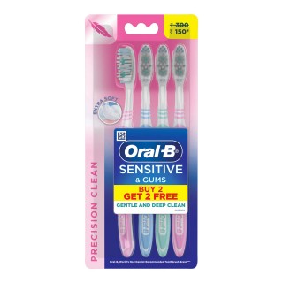 Oral B Ultrathin Sensitive Manual Toothbrush for adults, Multicolor- (Buy 2 Get 2 Free)